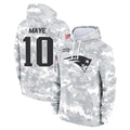 Qdoa NE.Patriots #10 Drake Maye Player Arctic Camo Salute to Service Pullover Hoodies Limited Game Stitched Jerseys