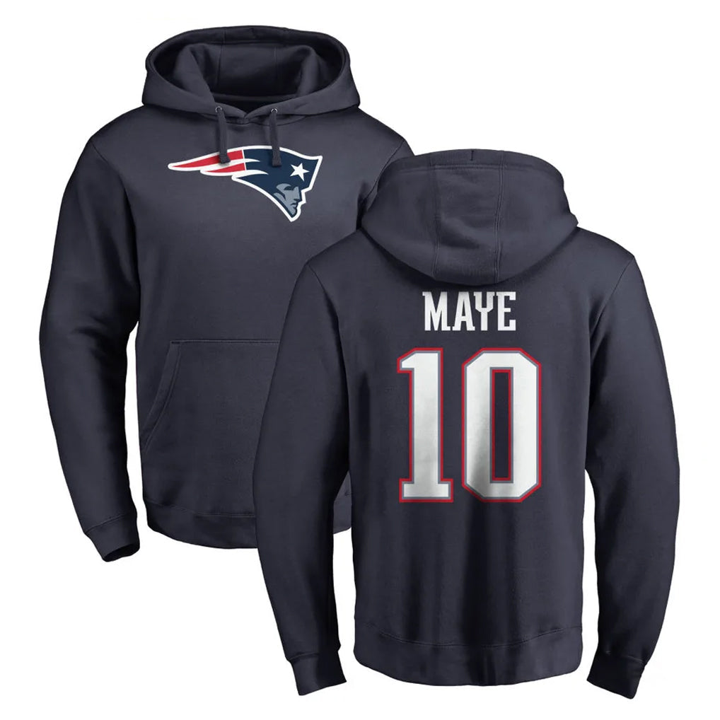 Qdoa NE.Patriots #10 Drake Maye Player Navy LOGO Pullover Hoodies Home Game Stitched Jerseys