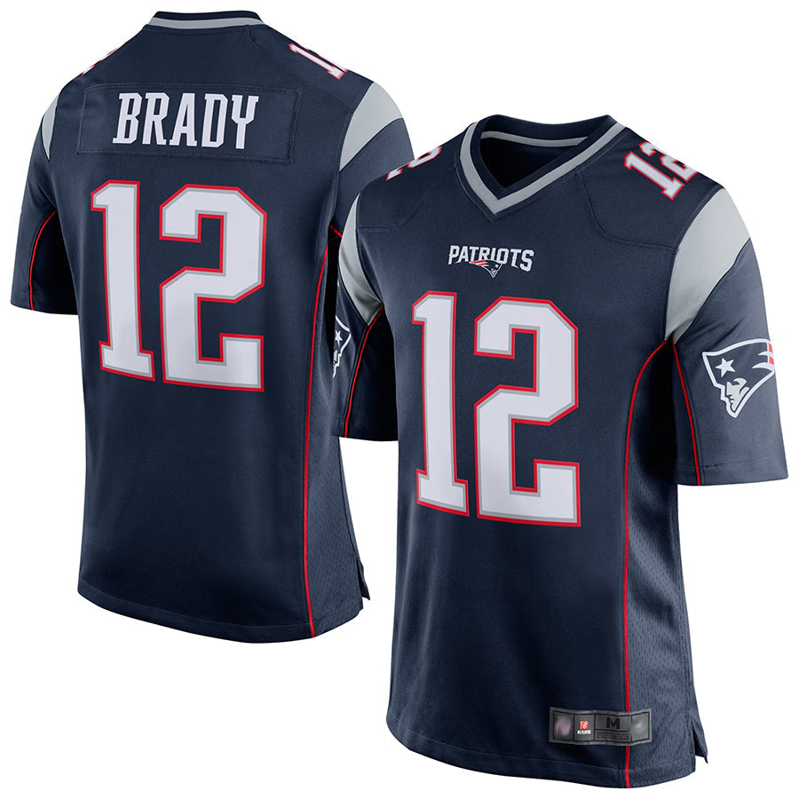 Qdoa NE.Patriots #12 Tom Brady Player Navy Blue Game Stitched Jerseys