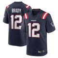 Qdoa NE.Patriots #12 Tom Brady Player Navy Game Replica Stitched Jerseys