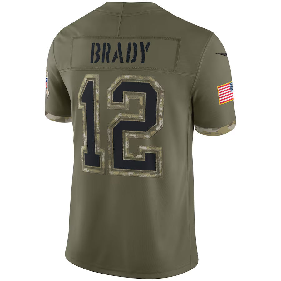 Qdoa NE.Patriots #12 Tom Brady Player Olive Salute To Service Limited Stitched Jerseys