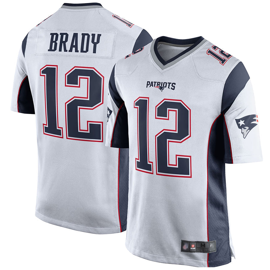 Qdoa NE.Patriots #12 Tom Brady Player White Home Game Stitched Jerseys