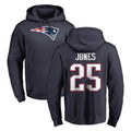 Qdoa NE.Patriots #25 Marcus Jones Player Navy LOGO Pullover Hoodies Home Game Stitched Jerseys
