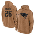 Qdoa NE.Patriots #26 Hassan Haskins Player Brown Salute to Service Pullover Hoodies Limited Game Stitched Jerseys