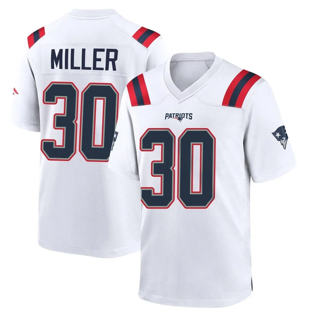 Qdoa NE.Patriots #30 Jam Miller Player White Home Game Stitched Jerseys
