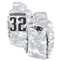 Qdoa NE.Patriots #32 TreVeyon Henderson Player Arctic Camo Salute to Service Pullover Hoodies Limited Game Stitched Jerseys