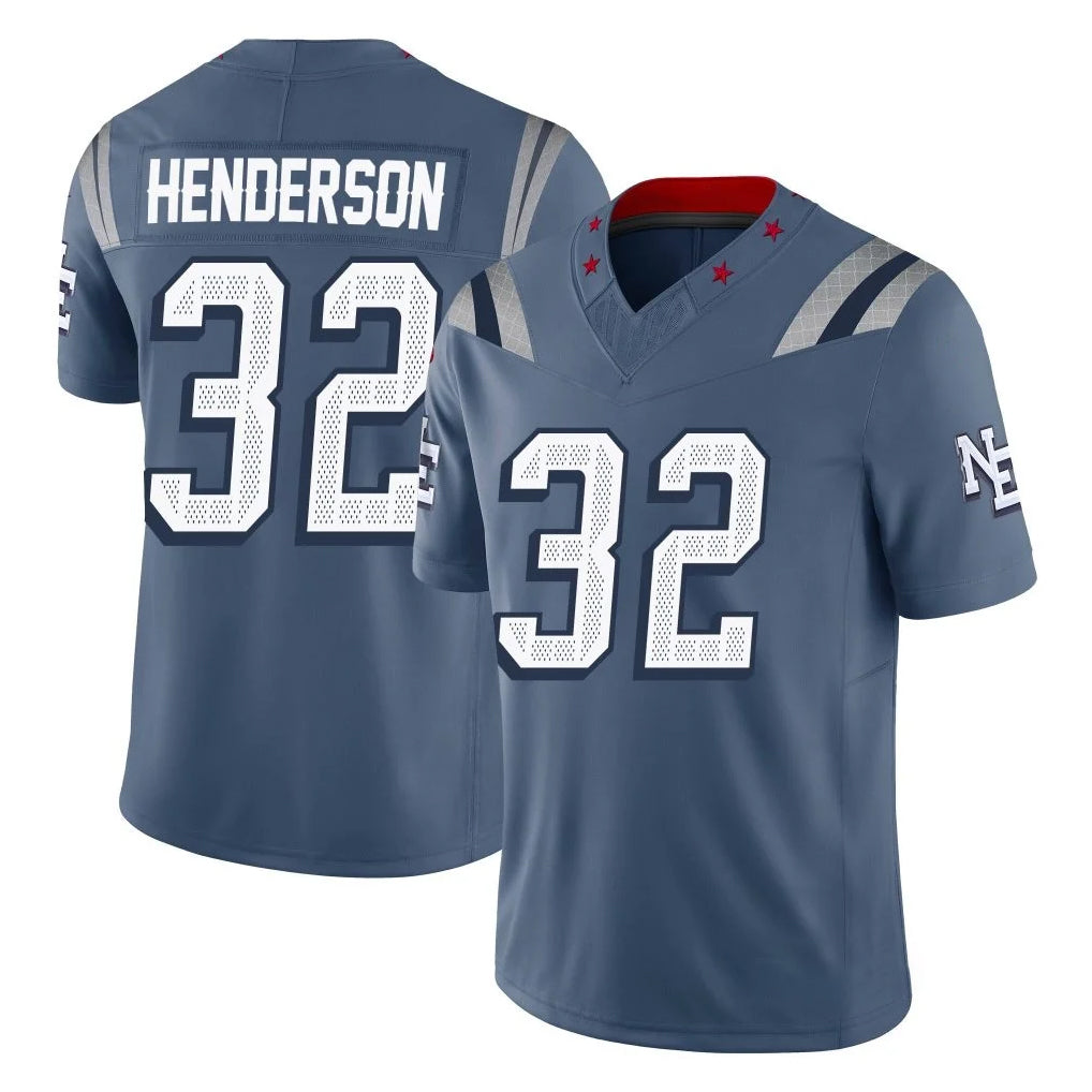Qdoa NE.Patriots #32 TreVeyon Henderson Player Blue Limited Rivalries Collection Home Game Stitched Jerseys