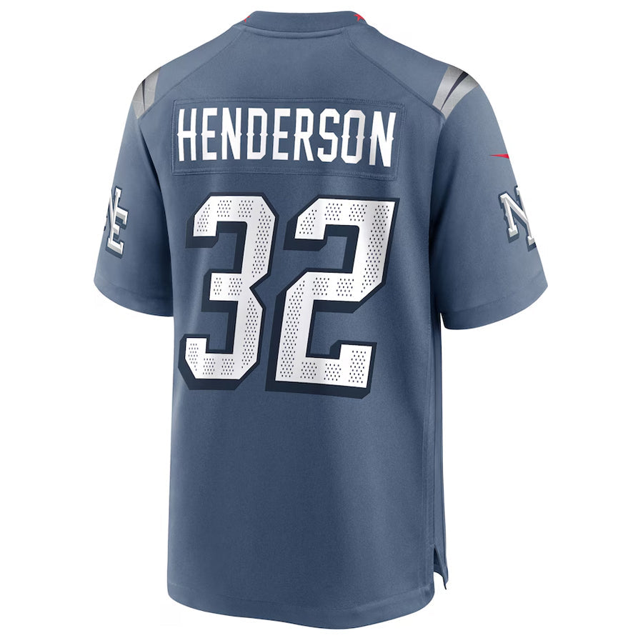 Qdoa NE.Patriots #32 TreVeyon Henderson Player Storm Blue Rivalries Collection Game Stitched Jerseys