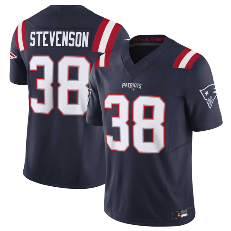 Qdoa NE.Patriots #38 Rhamondre Stevenson Navy Vapor F.U.S.E. Limited American Stitched Jerseys