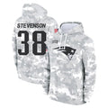 Qdoa NE.Patriots #38 Rhamondre Stevenson Player Arctic Camo Salute to Service Pullover Hoodies Limited Game Stitched Jerseys