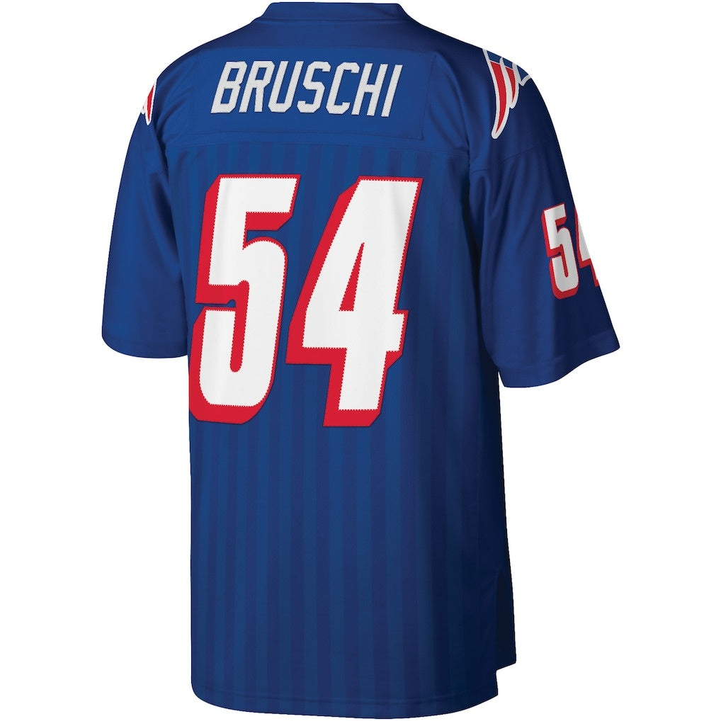 Qdoa NE.Patriots #54 Tedy Bruschi Mitchell & Ness Royal Legacy Replica Stitched Jerseys
