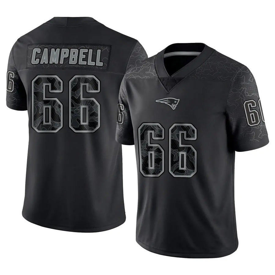Qdoa NE.Patriots #66 Will Campbell Player Black Reflective Limited Stitched Jerseys