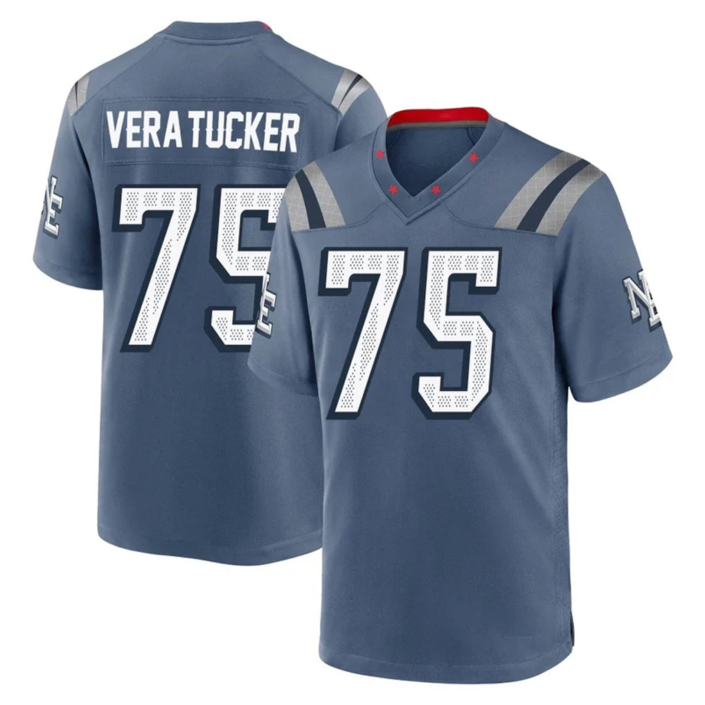 Qdoa NE.Patriots #75 Alijah Vera-Tucker Player Blue Rivalries Collection Home Game Stitched Jerseys