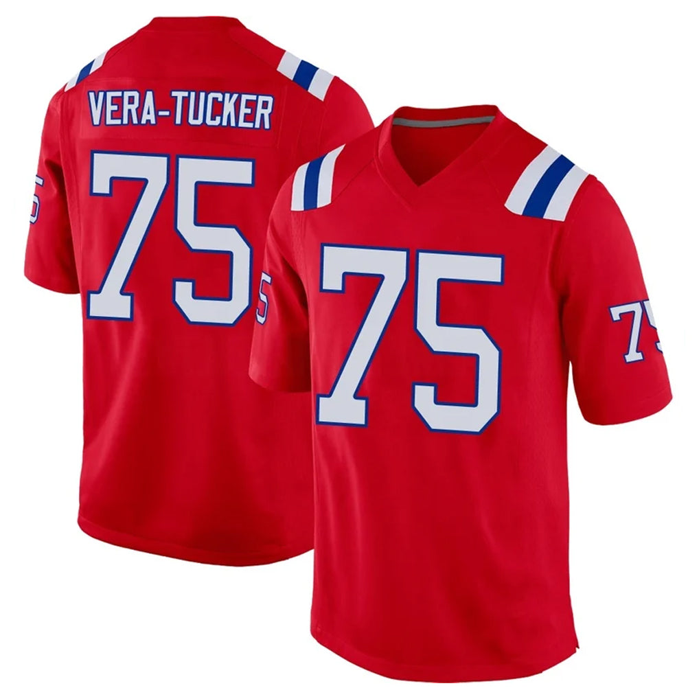 Qdoa NE.Patriots #75 Alijah Vera-Tucker Player Red Home Game Stitched Jerseys