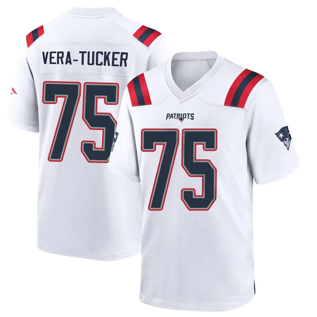 Qdoa NE.Patriots #75 Alijah Vera-Tucker Player White Home Game Stitched Jerseys