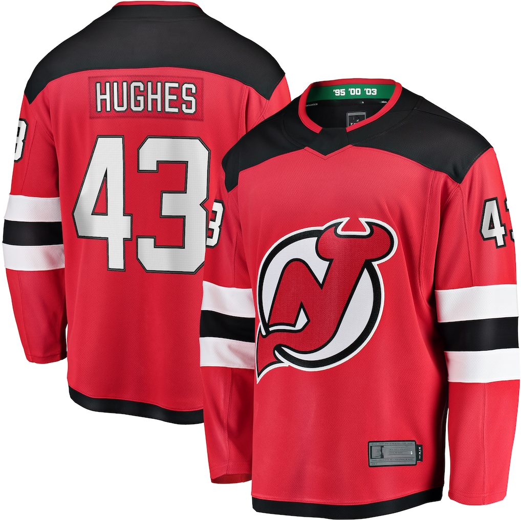 Qdoa N.Jersey Devils #43 Luke Hughes Red Home Breakaway Player Jerseys
