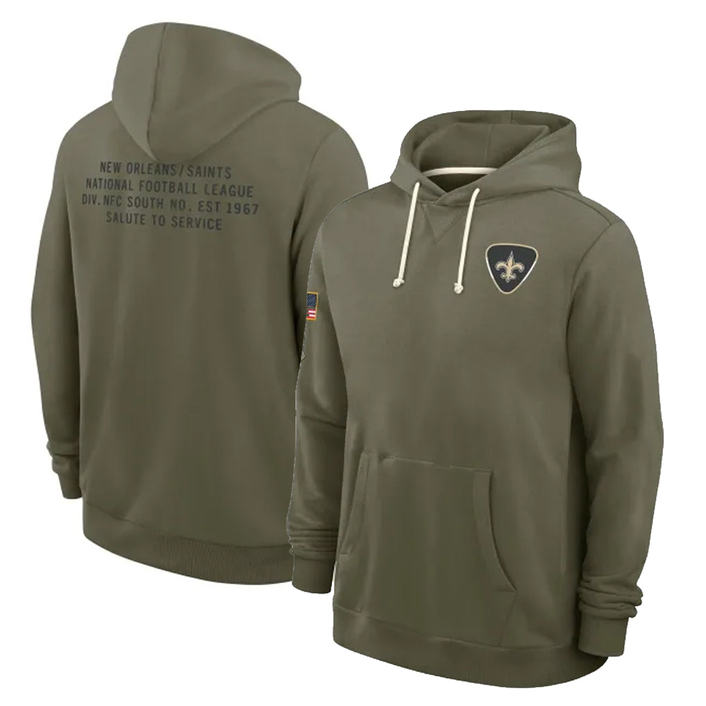 Qdoa NO.Saints Olive Salute to Service Pullover Hoodies Limited Blank Player Stitched Jerseys