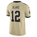 Qdoa NO.Saints #12 Chris Olave Player Gold Alternate Vapor F.U.S.E. Limited Stitched Jerseys