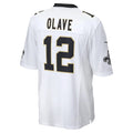 Qdoa NO.Saints #12 Chris Olave Player White Home Game Stitched Jerseys