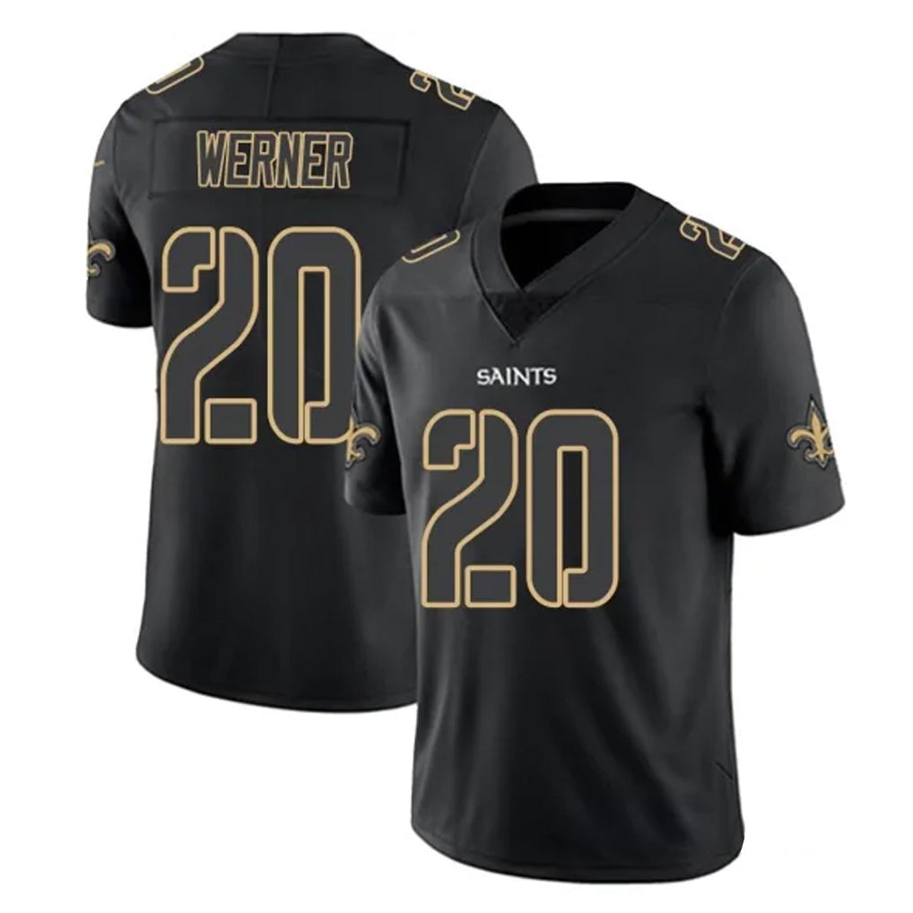 Qdoa NO.Saints #20 Pete Werner Player Black Impact Limited Home Game Stitched Jerseys