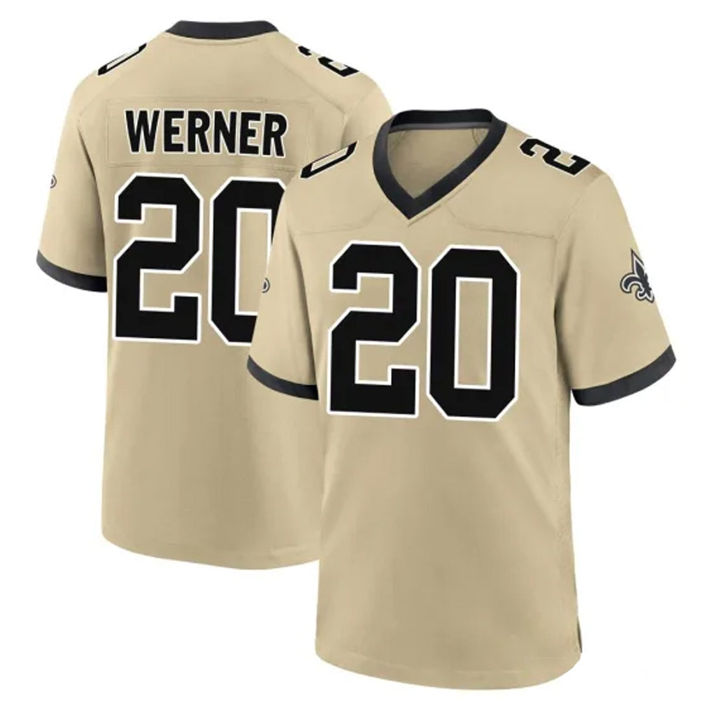 Qdoa NO.Saints #20 Pete Werner Player Gold Home Game Stitched Jerseys