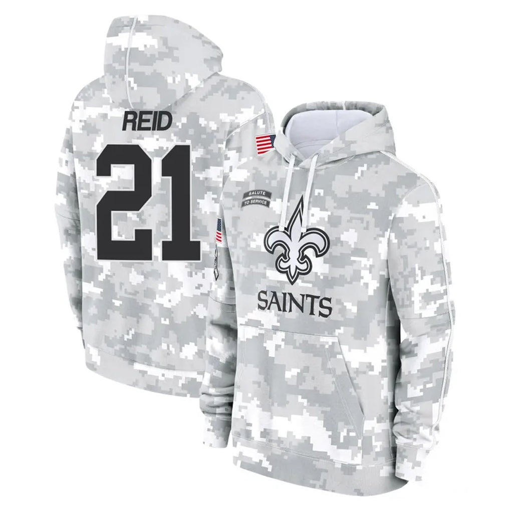 Qdoa NO.Saints #21 Justin Reid Player Arctic Camo Salute to Service Pullover Hoodies Limited Game Stitched Jerseys