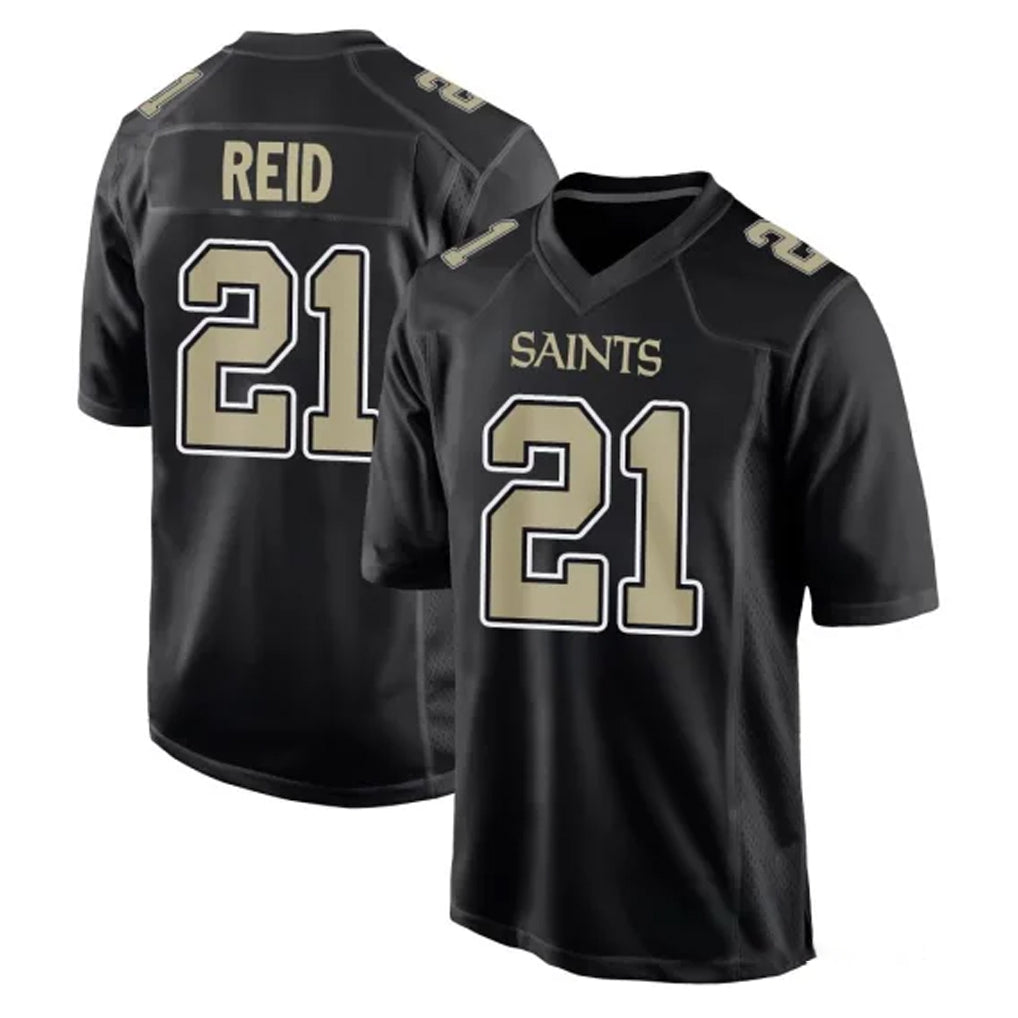 Qdoa NO.Saints #21 Justin Reid Player Black Carbon Fashion Home Game Stitched Jerseys