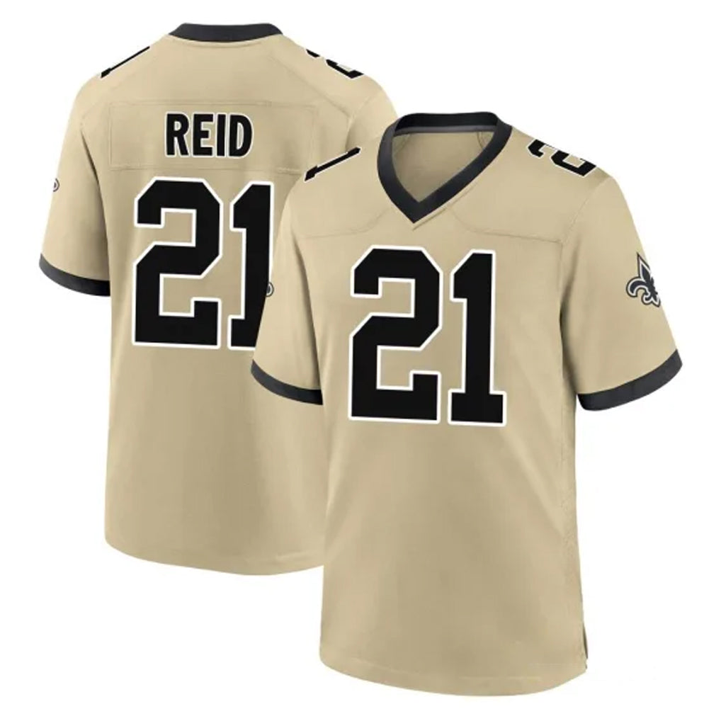 Qdoa NO.Saints #21 Justin Reid Player Gold Home Game Stitched Jerseys