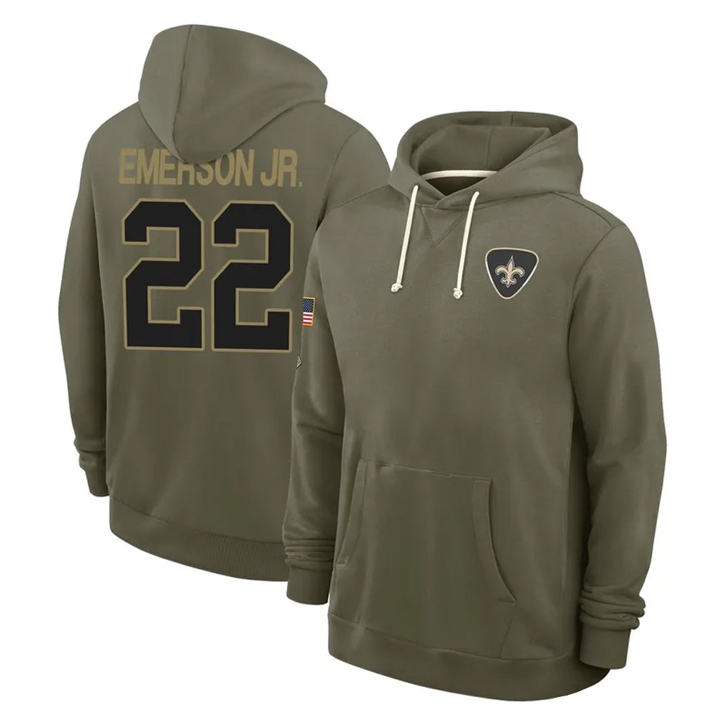 Qdoa NO.Saints #22 Martin Emerson Jr. Player Olive Salute to Service Pullover Hoodies Limited Stitched Jerseys