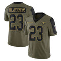 Qdoa NO.Saints #23 Julian Blackmon Player Olive Salute To Service Limited Game Stitched Jerseys