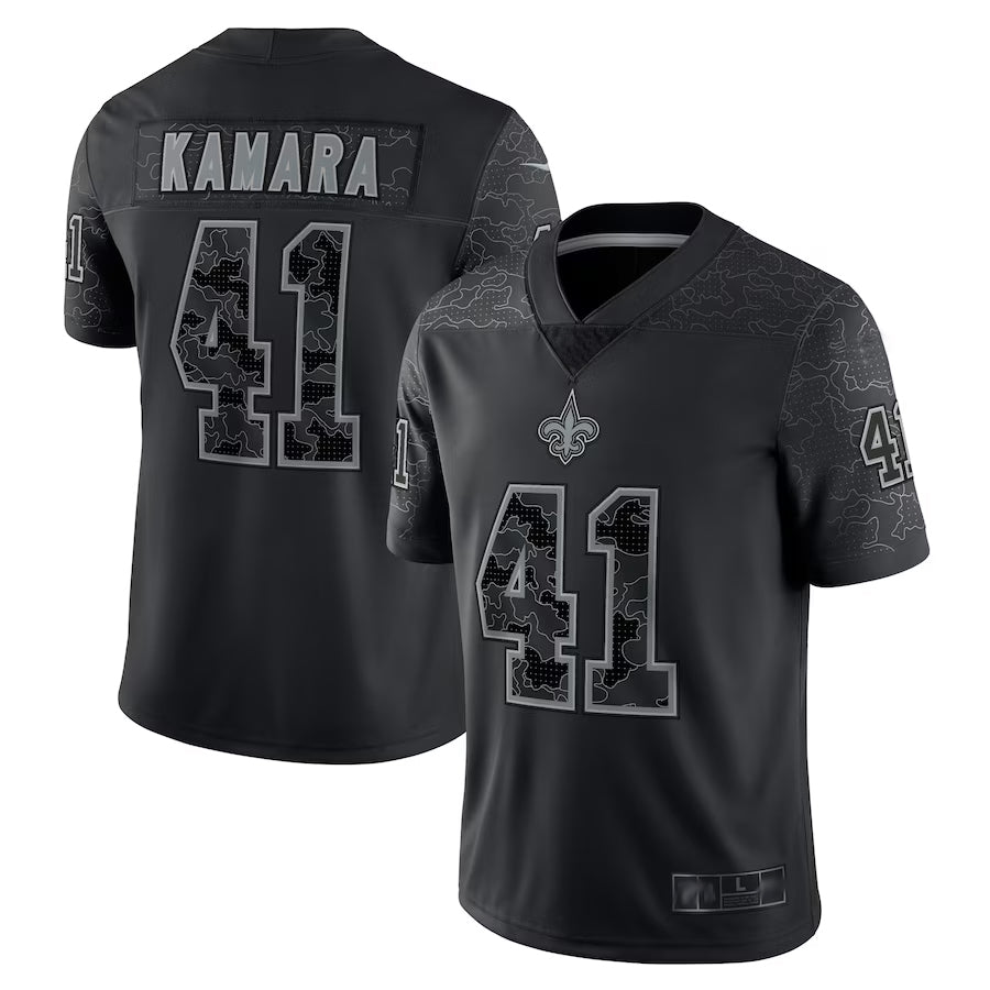 Qdoa NO.Saints #41 Alvin Kamara Player Black RFLCTV Limited Stitched Jerseys