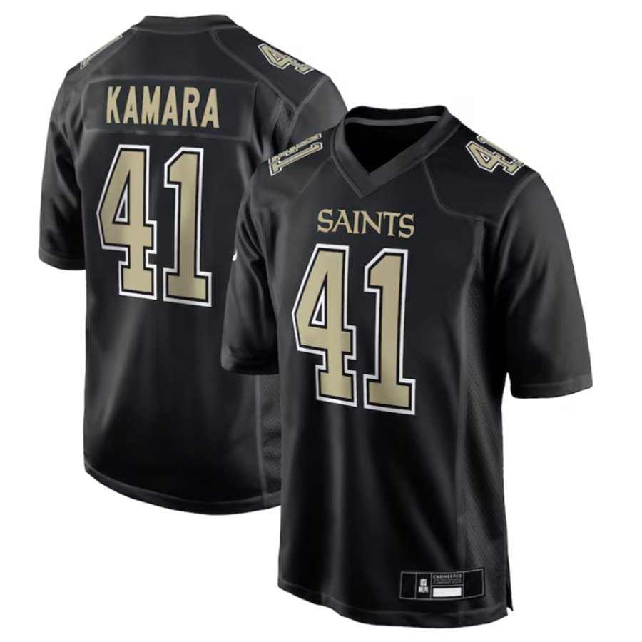 Qdoa NO.Saints #41 Alvin Kamara Player Carbon Black Fashion Game Stitched Jerseys