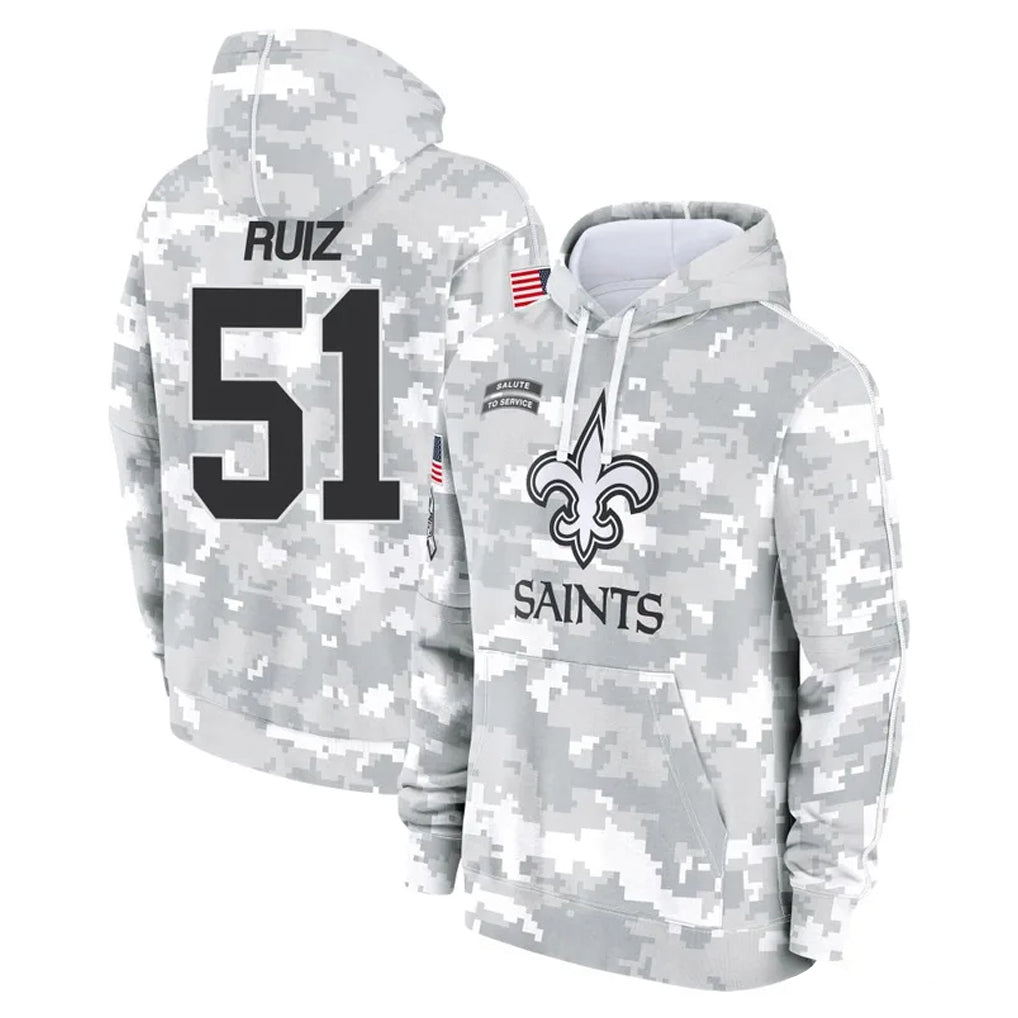 Qdoa NO.Saints #51 Cesar Ruiz Player Arctic Camo Salute to Service Pullover Hoodies Limited Game Stitched Jerseys