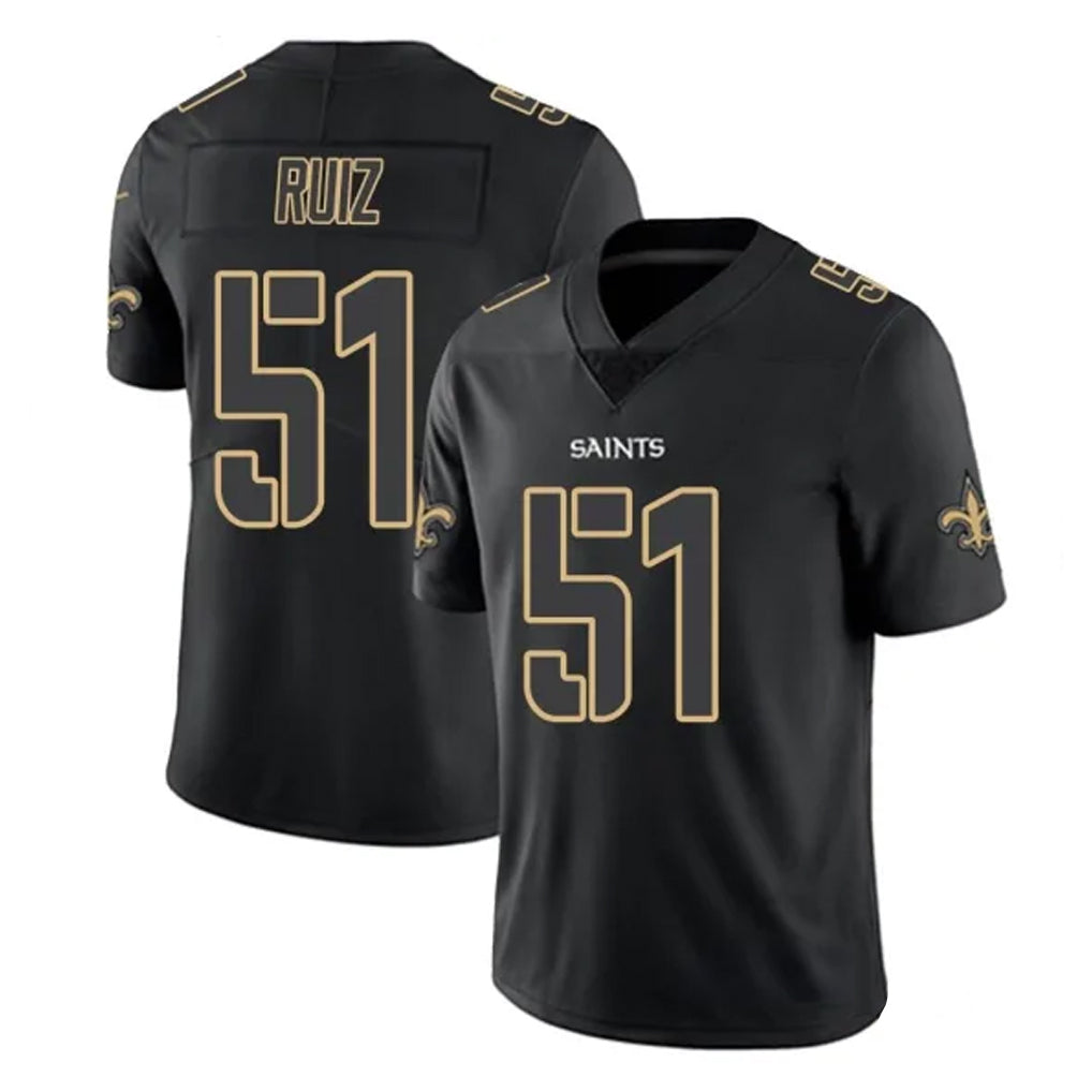 Qdoa NO.Saints #51 Cesar Ruiz Player Black Impact Limited Home Game Stitched Jerseys