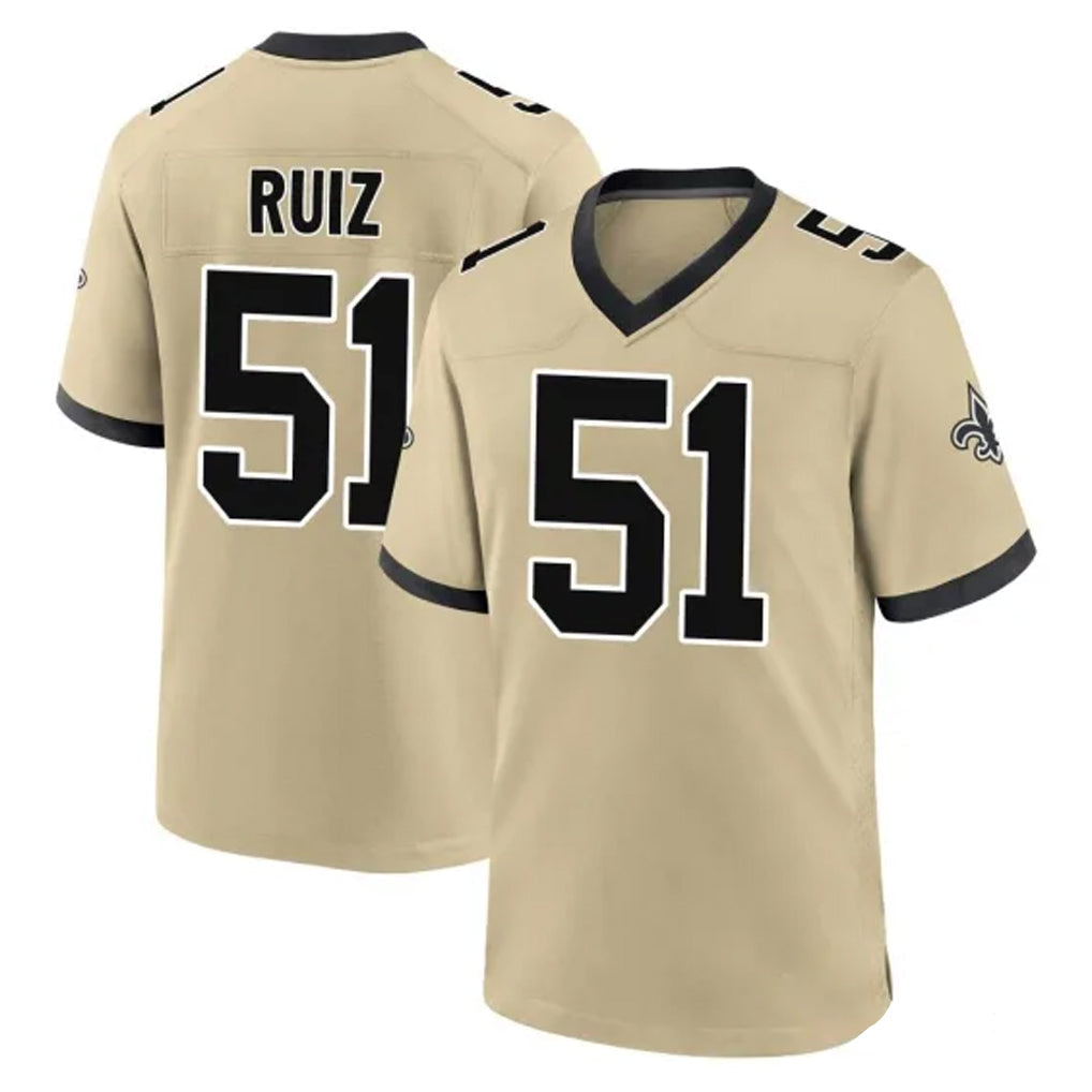 Qdoa NO.Saints #51 Cesar Ruiz Player Gold Home Game Stitched Jerseys