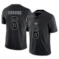 Qdoa NO.Saints #6 Tyler Shough Player Black Limited Reflective Home Game Stitched Jerseys