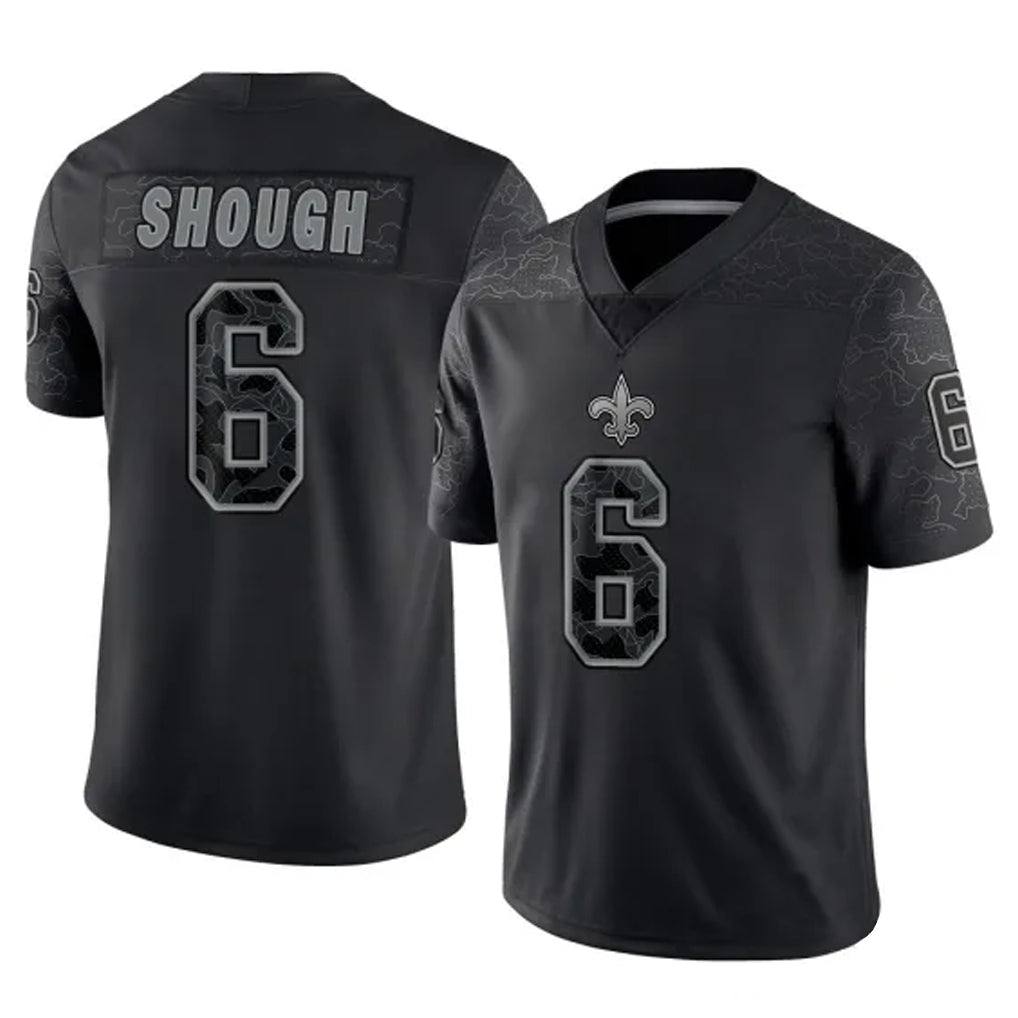 Qdoa NO.Saints #6 Tyler Shough Player Black Limited Reflective Home Game Stitched Jerseys