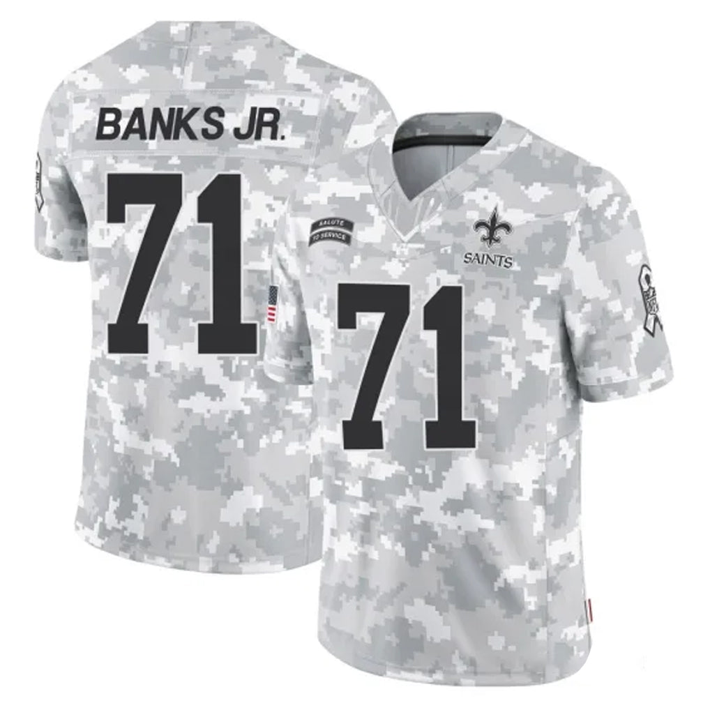 Qdoa NO.Saints #71 Kelvin Banks Jr. Player Arctic Camo Salute To Service Limited Game Stitched Jerseys