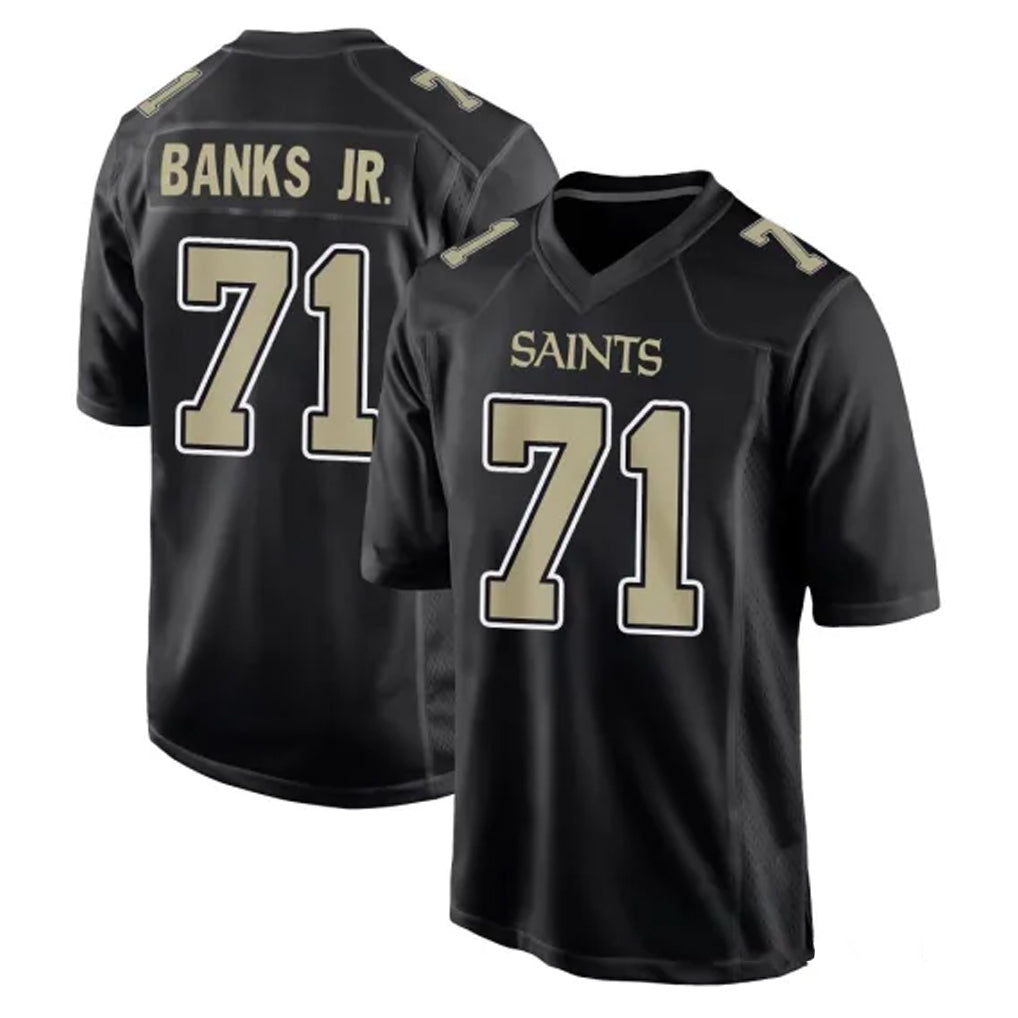 Qdoa NO.Saints #71 Kelvin Banks Jr. Player Black Carbon Fashion Home Game Stitched Jerseys
