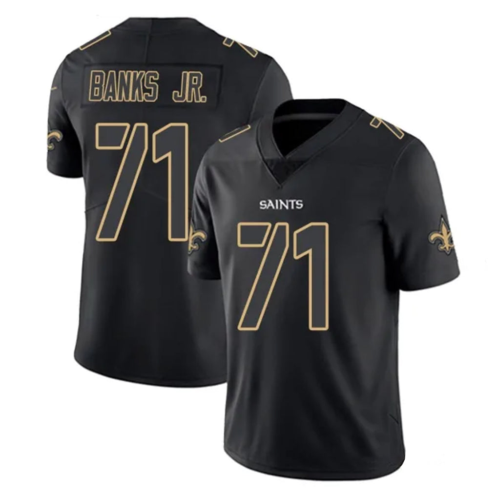 Qdoa NO.Saints #71 Kelvin Banks Jr. Player Black Impact Limited Home Game Stitched Jerseys