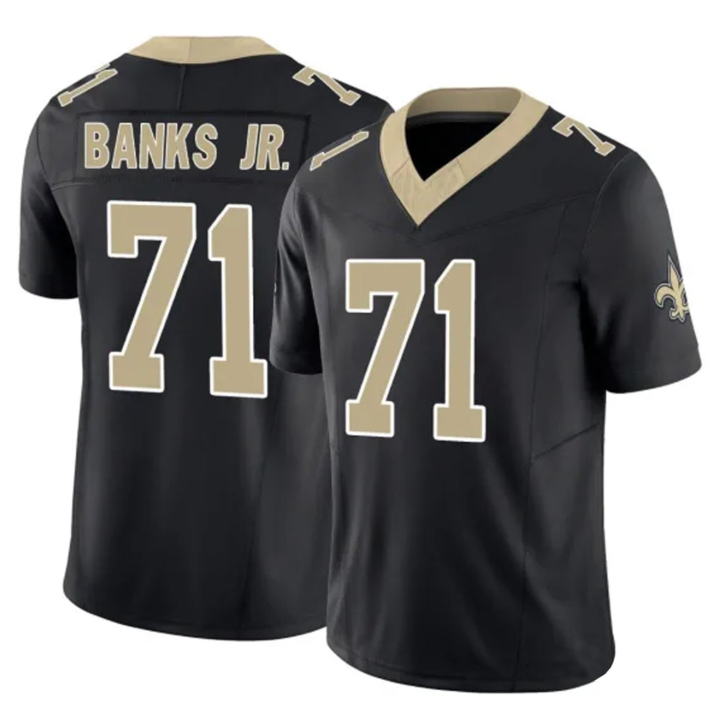 Qdoa NO.Saints #71 Kelvin Banks Jr. Player Black Limited Vapor F.U.S.E. Home Game Stitched Jerseys