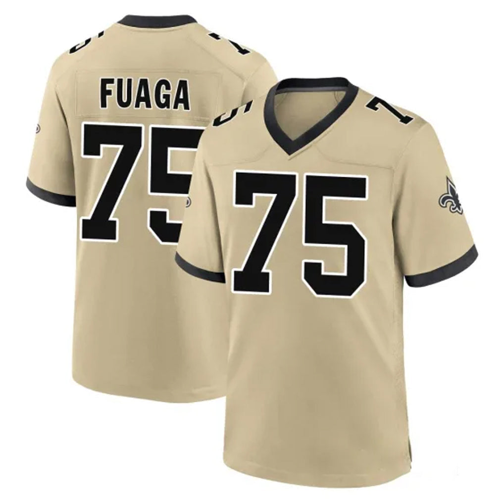 Qdoa NO.Saints #75 Taliese Fuaga Player Gold Home Game Stitched Jerseys
