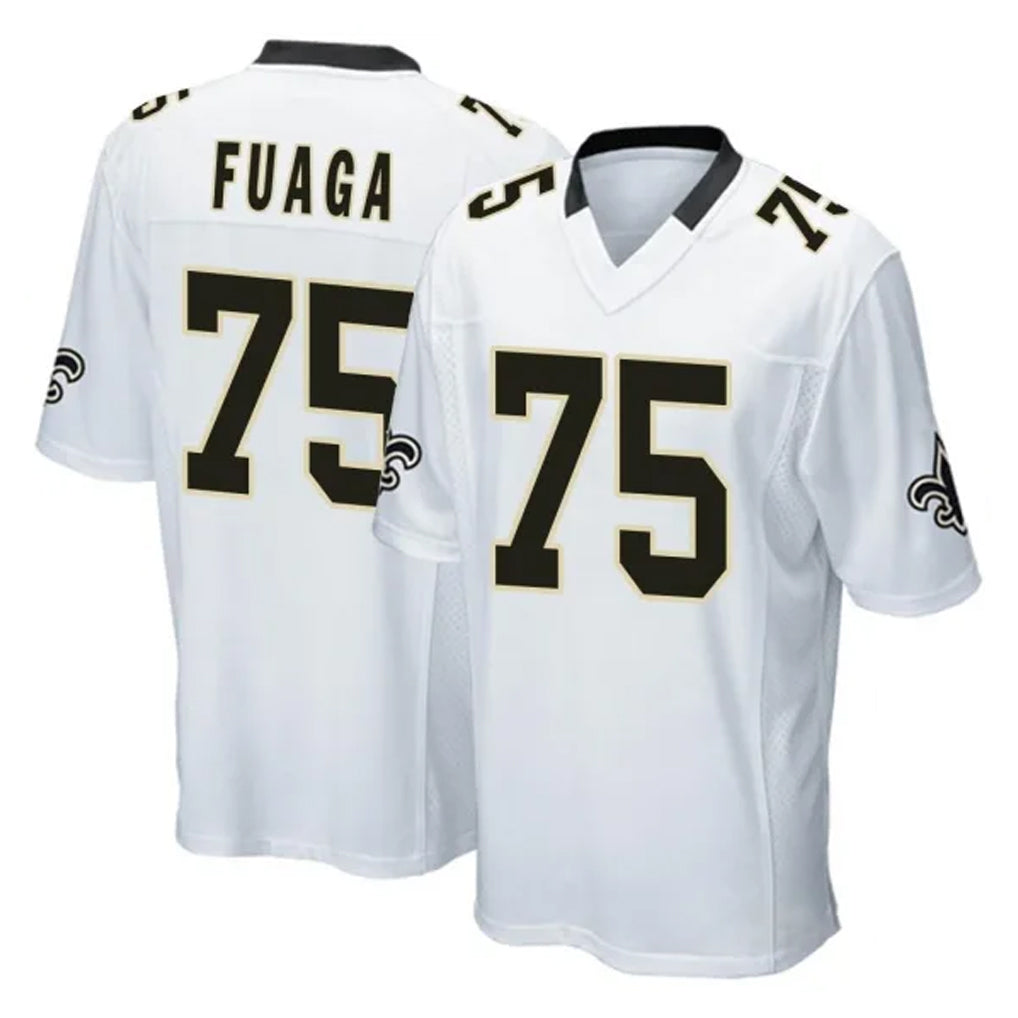Qdoa NO.Saints #75 Taliese Fuaga Player White Home Game Stitched Jerseys