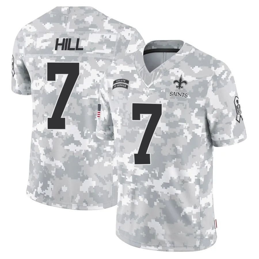 Qdoa NO.Saints #7 Taysom Hill Player Arctic Camo Salute to Service Limited Stitched Jerseys