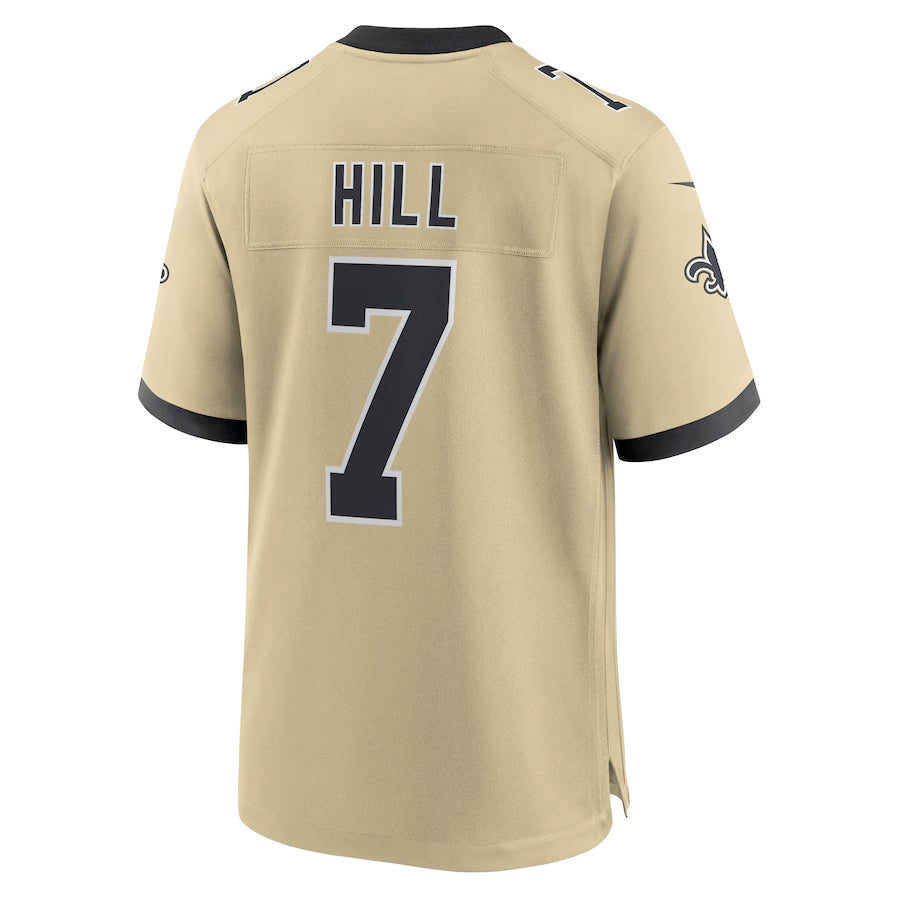 Qdoa NO.Saints #7 Taysom Hill Player Gold Alternate Game Stitched Jerseys