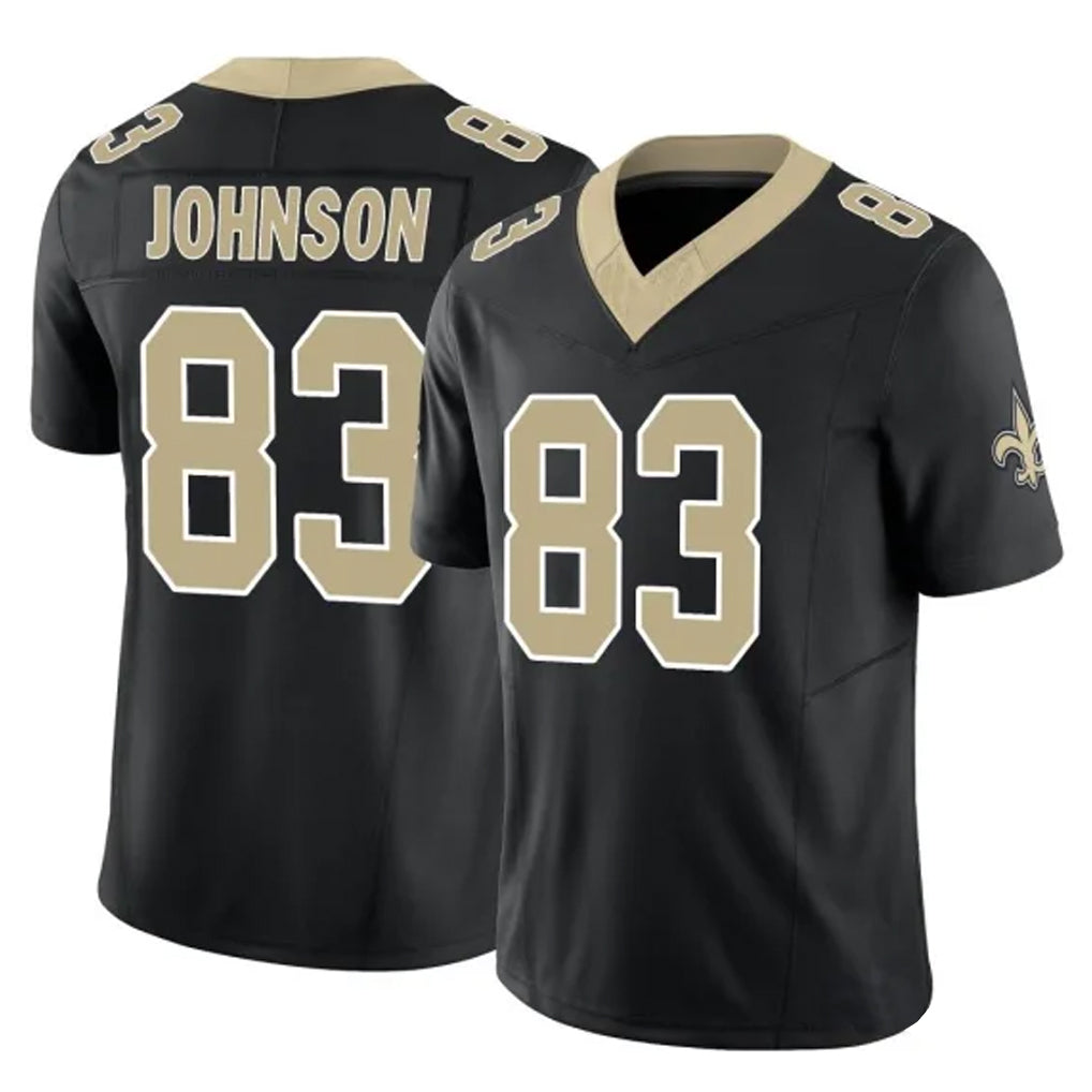 Qdoa NO.Saints #83 Juwan Johnson Player Black Limited Vapor F.U.S.E. Home Game Stitched Jerseys