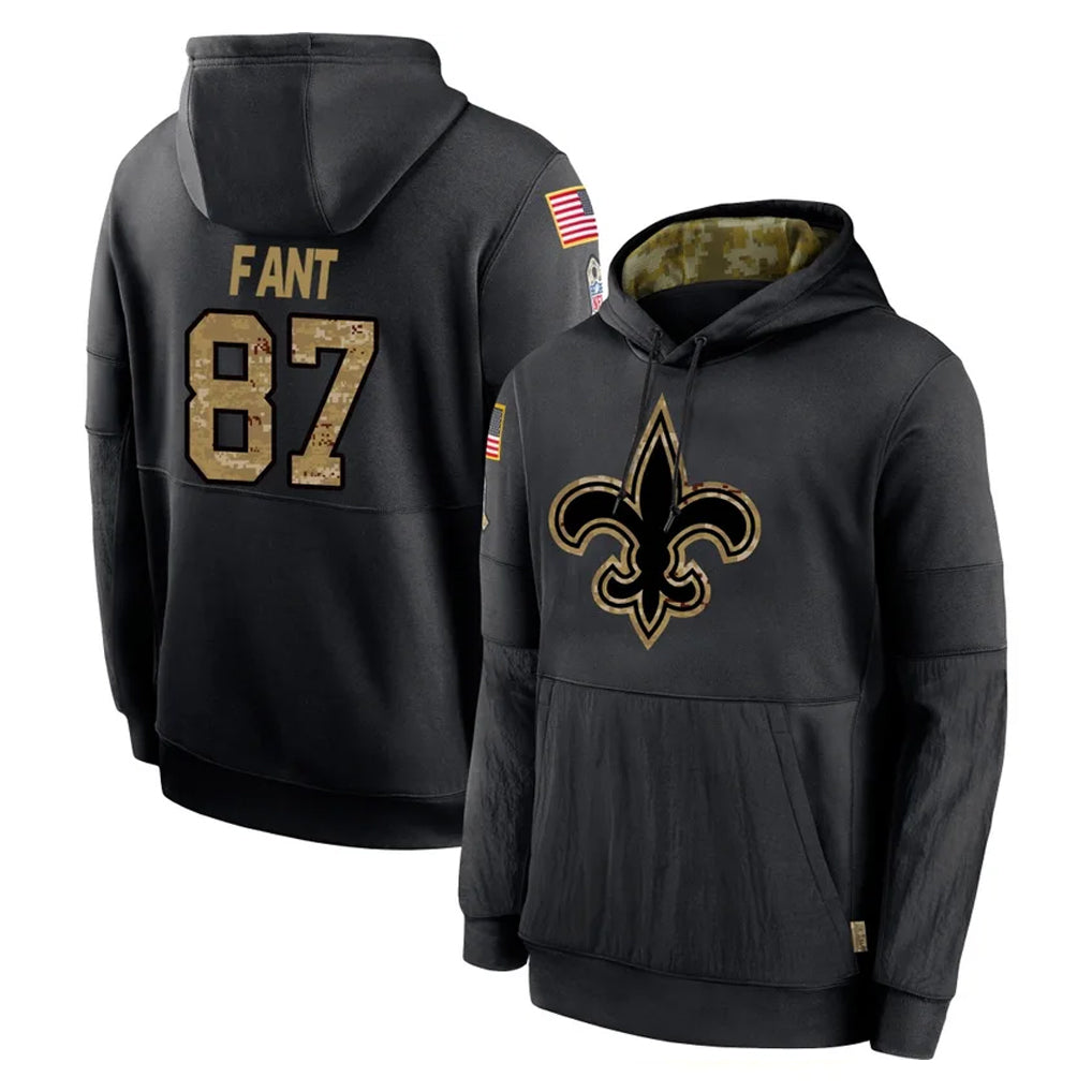 Qdoa NO.Saints #87 Noah Fant Player Black Salute to Service Hoodies Limited Game Stitched Jerseys