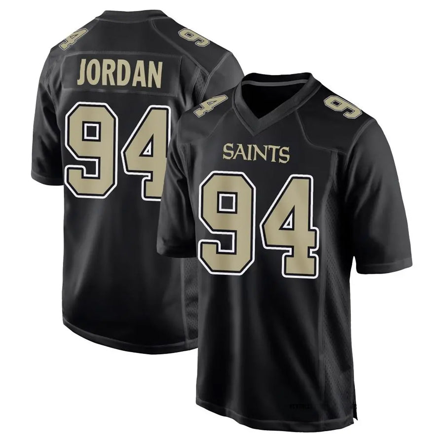 Qdoa NO.Saints #94 Cameron Jordan Player Carbon Black Fashion Game Stitched Jerseys