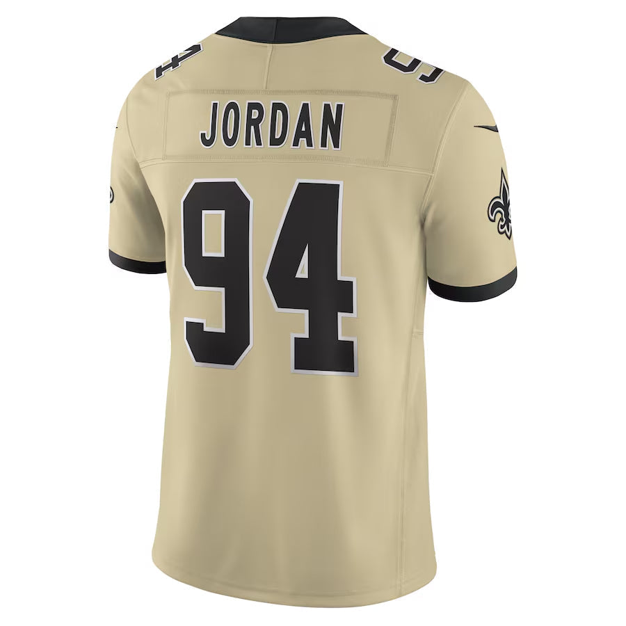Qdoa NO.Saints #94 Cameron Jordan Player Gold Alternate Vapor F.U.S.E. Limited Stitched Jerseys