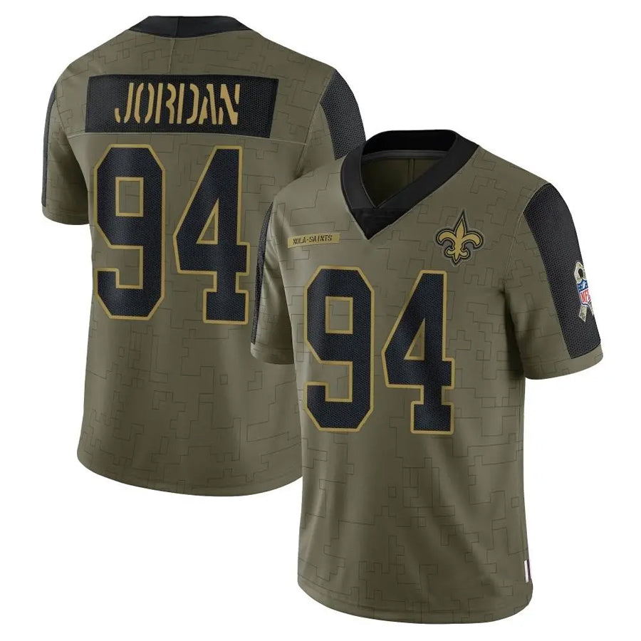 Qdoa NO.Saints #94 Cameron Jordan Player Salute To Service Olive Stitched Jerseys